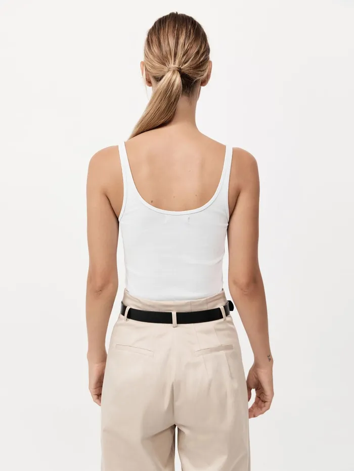 Women St Agni 8211 Organic Cotton Slim Scoop Tank In White The UNDONE Tops