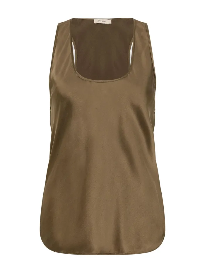Women St Agni 8211 Racer Back Bias Tank In Golden Brown Kelp The UNDONE Tops