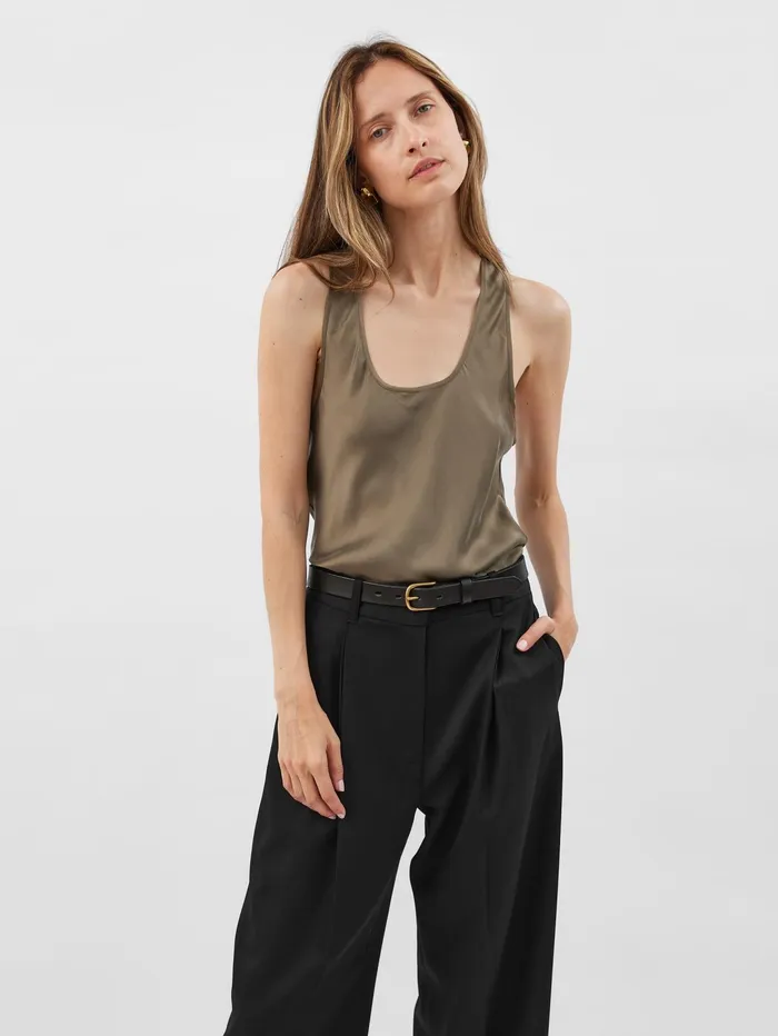 Women St Agni 8211 Racer Back Bias Tank In Golden Brown Kelp The UNDONE Tops