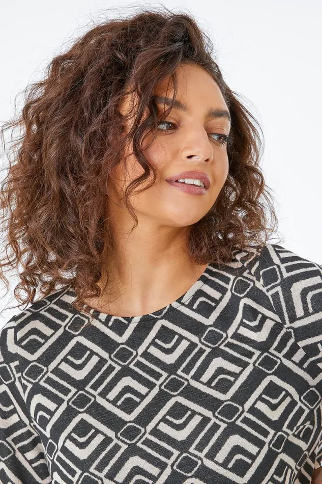 Women Stone Petite Geo Print Tunic Dress Roman Dresses