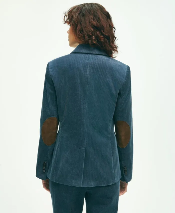Women Stretch Cotton Corduroy Jacket Blue Brooks Brothers Blazers