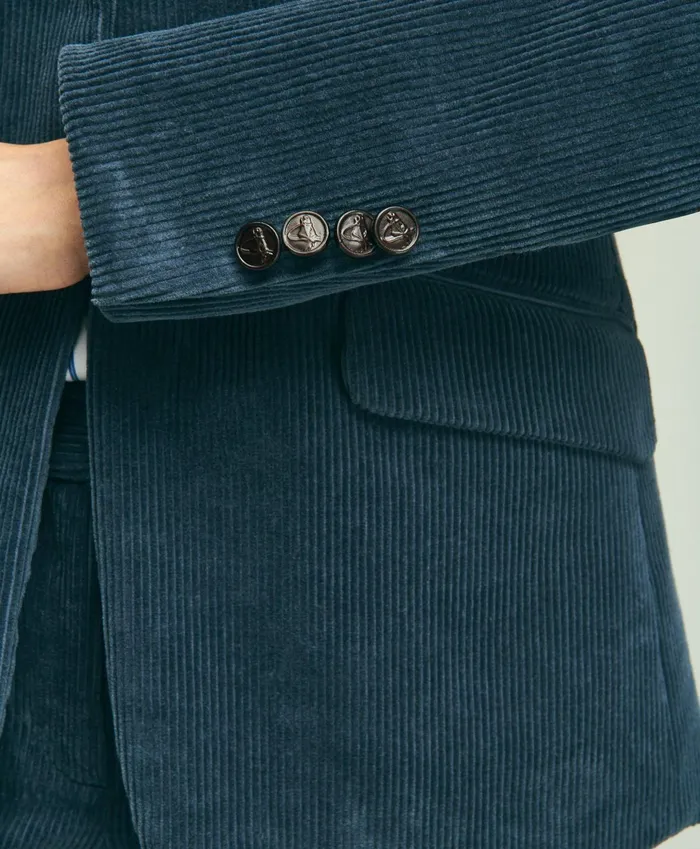 Women Stretch Cotton Corduroy Jacket Blue Brooks Brothers Blazers