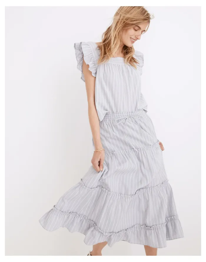 Women Striped Flutter Sleeve Cross Back Top As Per Header Madewell Tops and Shirts