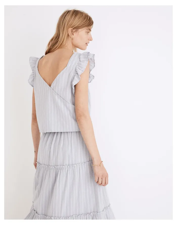 Women Striped Flutter Sleeve Cross Back Top As Per Header Madewell Tops and Shirts Women Striped Flutter Sleeve Cross Back Top As Per Header Madewell Tops and Shirts