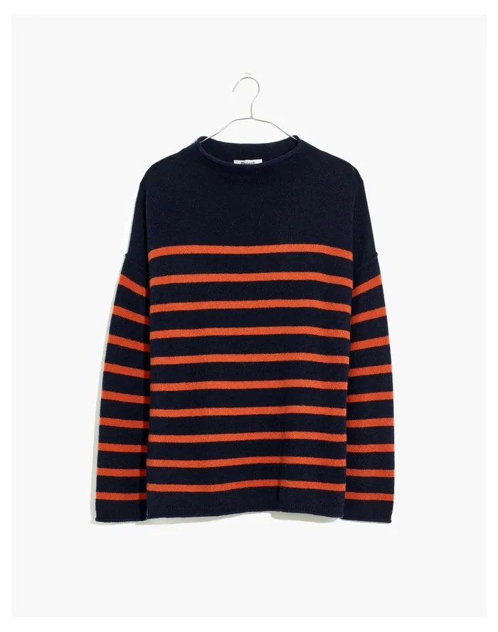 Women Striped Whitworth Mockneck Sweater In Coziest Yarn Heather Atlantic Madewell Sweaters Women Striped Whitworth Mockneck Sweater In Coziest Yarn Heather Atlantic Madewell Sweaters