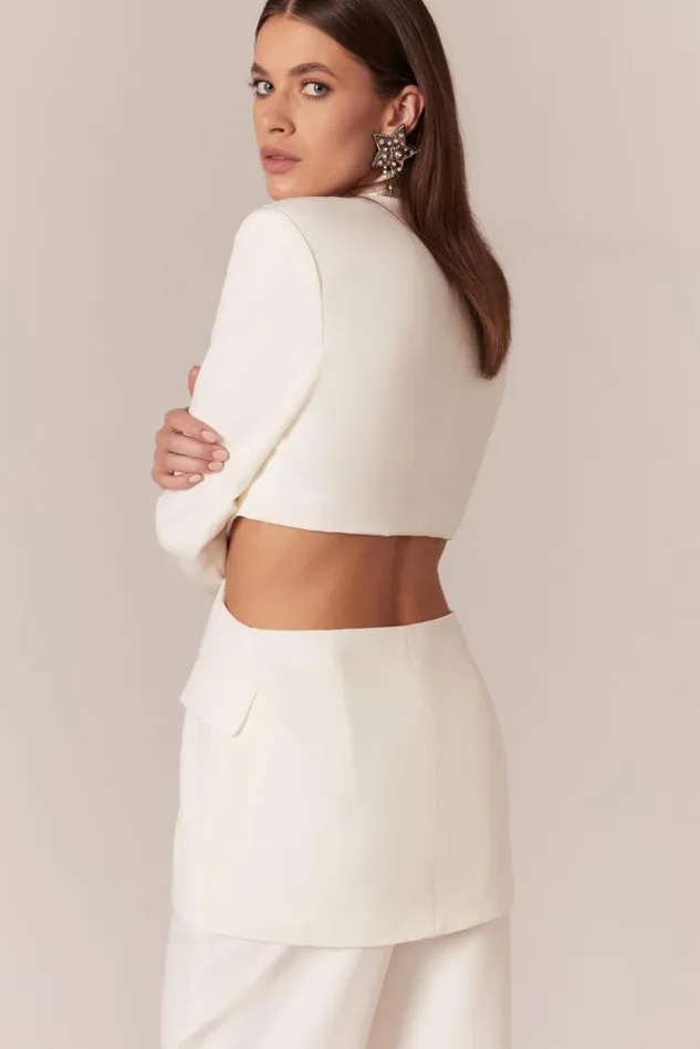 Women Suiting Bardot Cassian Cut Out Blazer In Ivory Ivory Women Suiting Bardot Cassian Cut Out Blazer In Ivory Ivory
