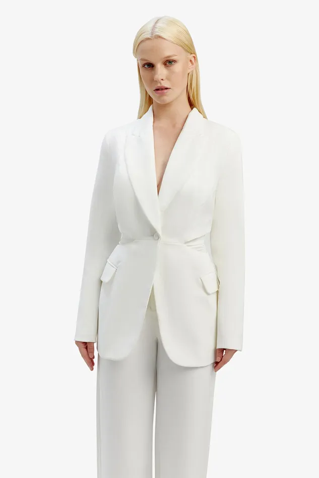 Women Suiting Bardot Cassian Cut Out Blazer In Ivory Ivory Women Suiting Bardot Cassian Cut Out Blazer In Ivory Ivory