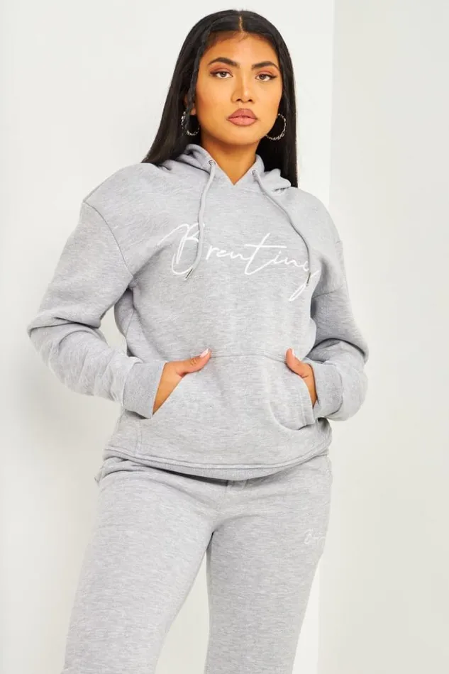 Women Sweat Capuche Gris Brentiny Grey Brentiny Paris Sweaters and Sweatshirts