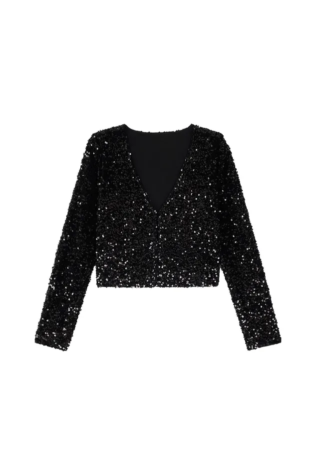 Women TShirt Ysam Noir Top Court Sequins Noirs Des Petits Hauts TShirts and Sweatshirts