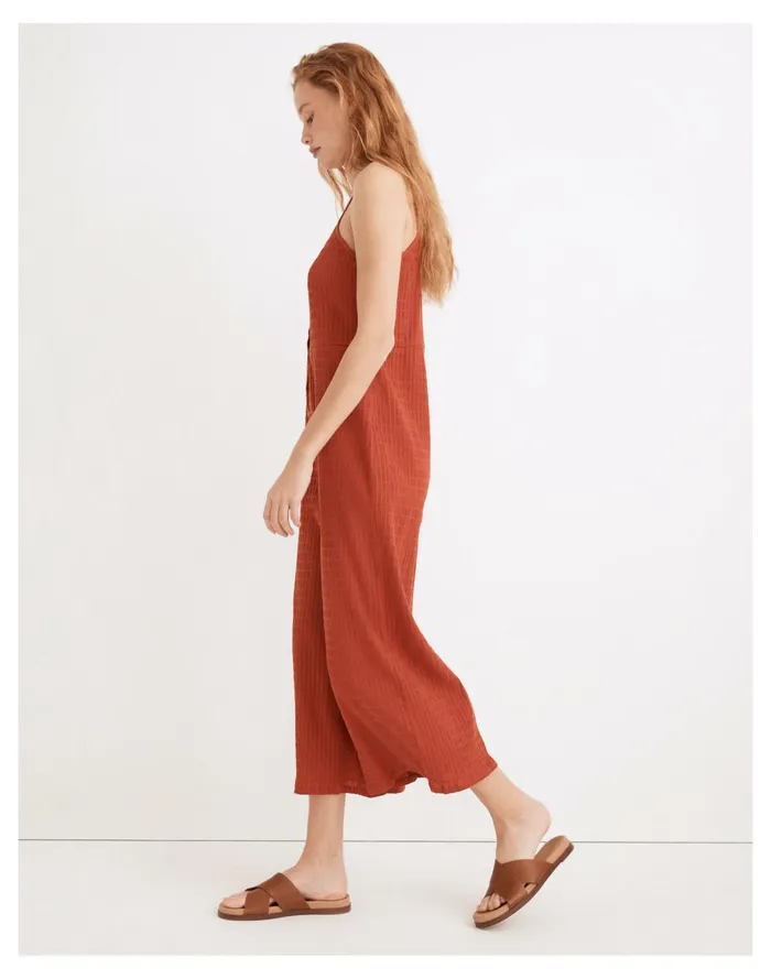 Women Textured Cover Up Jumpsuit Fresh Chili Madewell Swim Women Textured Cover Up Jumpsuit Fresh Chili Madewell Swim