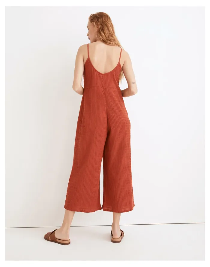 Women Textured Cover Up Jumpsuit Fresh Chili Madewell Swim Women Textured Cover Up Jumpsuit Fresh Chili Madewell Swim