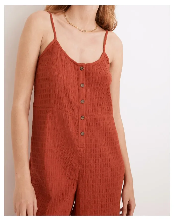 Women Textured Cover Up Jumpsuit Fresh Chili Madewell Swim Women Textured Cover Up Jumpsuit Fresh Chili Madewell Swim