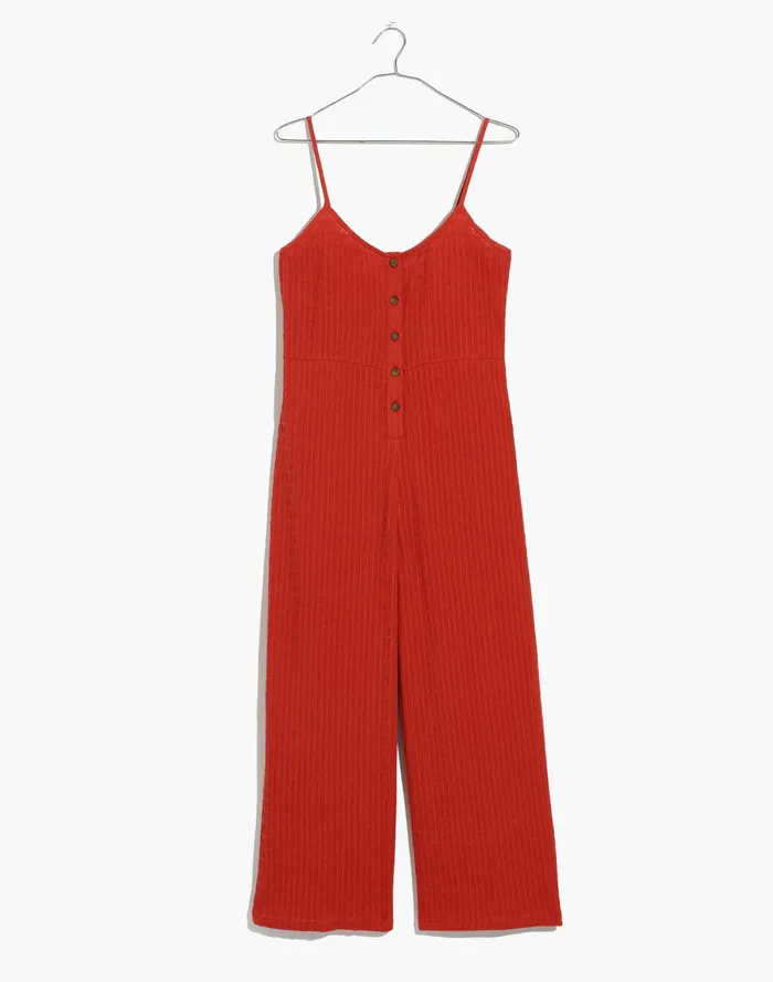 Women Textured Cover Up Jumpsuit Fresh Chili Madewell Swim Women Textured Cover Up Jumpsuit Fresh Chili Madewell Swim