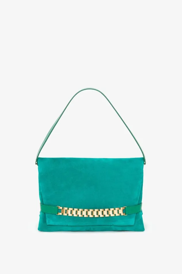 Women The Chain Pouch Victoria Beckham Chain Pouch With Strap In Malachite Suede