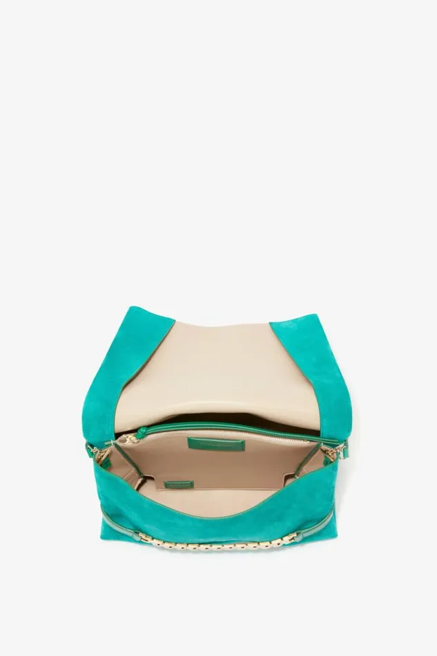 Women The Chain Pouch Victoria Beckham Chain Pouch With Strap In Malachite Suede