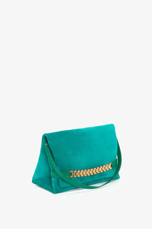 Women The Chain Pouch Victoria Beckham Chain Pouch With Strap In Malachite Suede