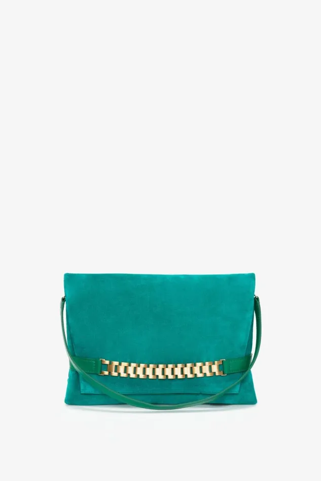 Women The Chain Pouch Victoria Beckham Chain Pouch With Strap In Malachite Suede