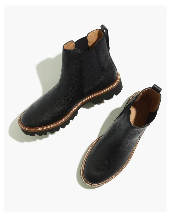 Women The Citywalk Lugsole Chelsea Boot In Leather True Black Madewell Boots
