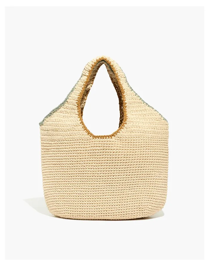 Women The Crochet Shopper Bag Antique Gold Multi Madewell Shoulder Bags
