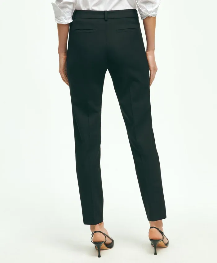 Women The Essential Brooks Brothers Stretch Wool Slim Crop Pants Black Brooks Brothers Pants and Skirts