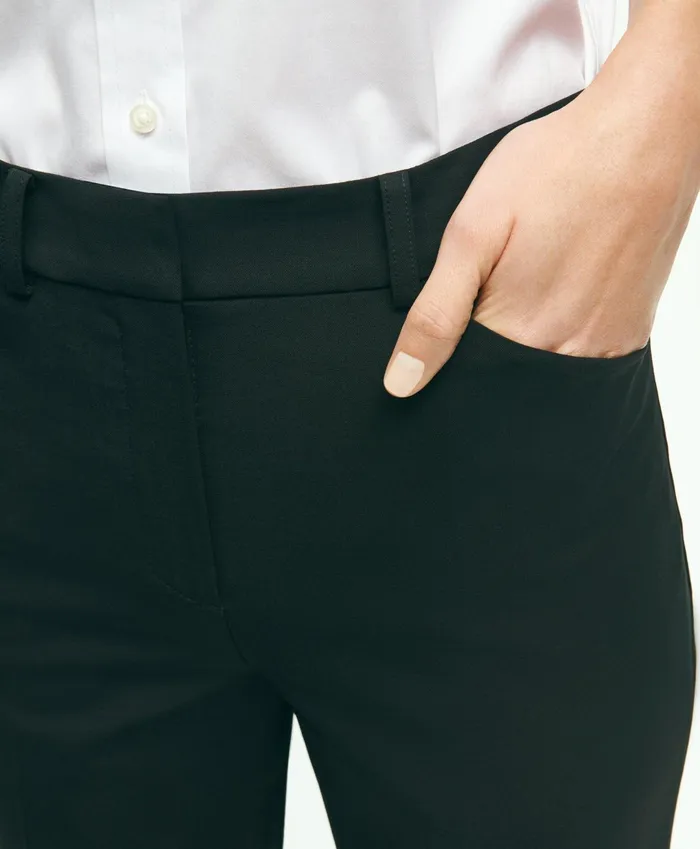 Women The Essential Brooks Brothers Stretch Wool Slim Crop Pants Black Brooks Brothers Pants and Skirts