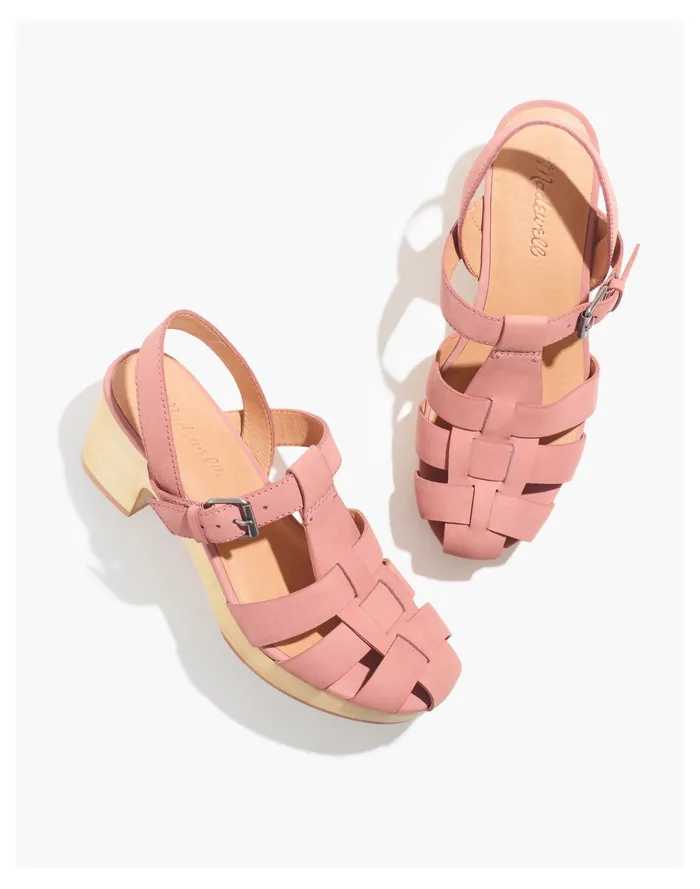 Women The Fisherman Sandal Clog In Nubuck Leather Faded Mauve Madewell Heels
