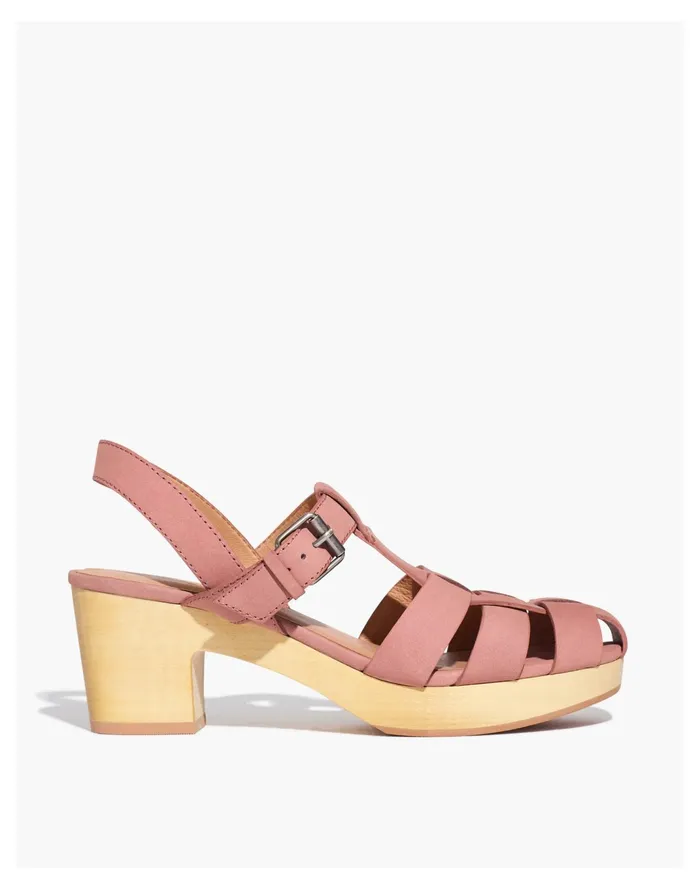 Women The Fisherman Sandal Clog In Nubuck Leather Faded Mauve Madewell Heels Women The Fisherman Sandal Clog In Nubuck Leather Faded Mauve Madewell Heels
