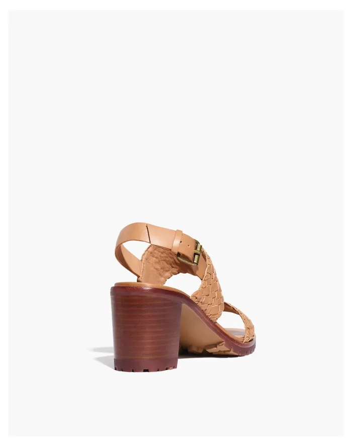 Women The Kiera Lugsole Sandal In Woven Leather Warm Hickory Madewell Heels Women The Kiera Lugsole Sandal In Woven Leather Warm Hickory Madewell Heels