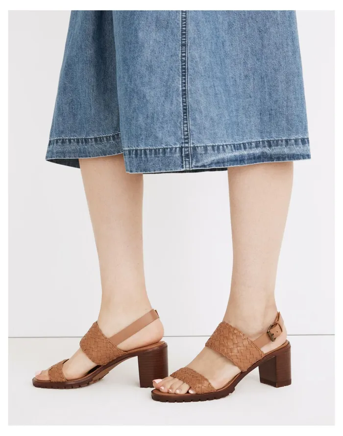 Women The Kiera Lugsole Sandal In Woven Leather Warm Hickory Madewell Heels Women The Kiera Lugsole Sandal In Woven Leather Warm Hickory Madewell Heels