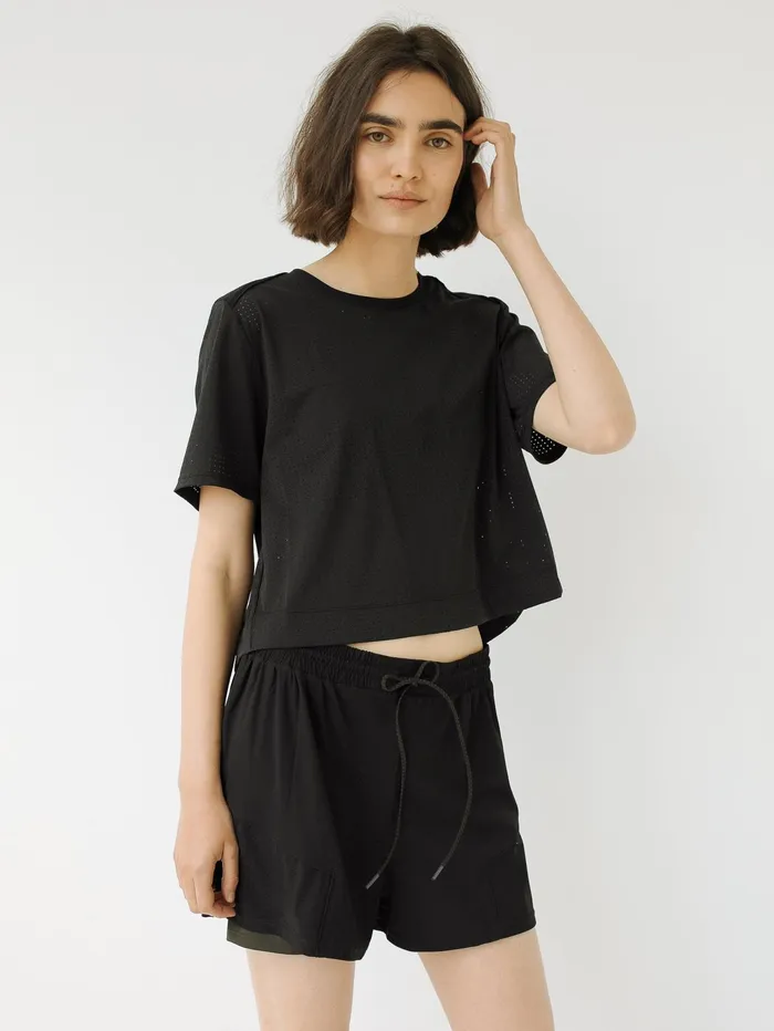 Women The Upside 8211 Lara Cropped Tee In Black The UNDONE Tops