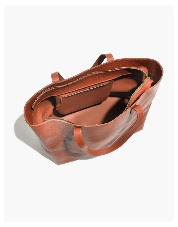 Women The Zip Top Transport Tote English Saddle Madewell Totes Women The Zip Top Transport Tote English Saddle Madewell Totes