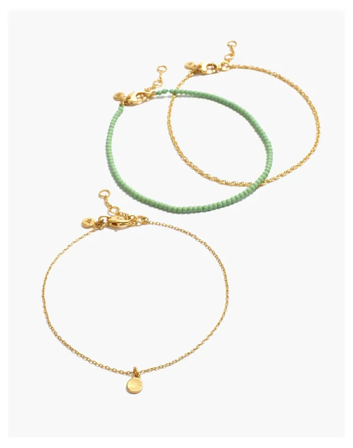 Women Three Pack Surfside Anklet Set Hthr Peacock Madewell Bracelets