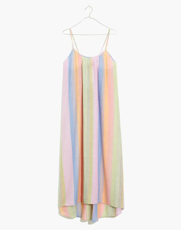 Women Tie Back Cover Up Maxi Dress In Rainbow Stripe Classic Lilac Madewell Swim Women Tie Back Cover Up Maxi Dress In Rainbow Stripe Classic Lilac Madewell Swim