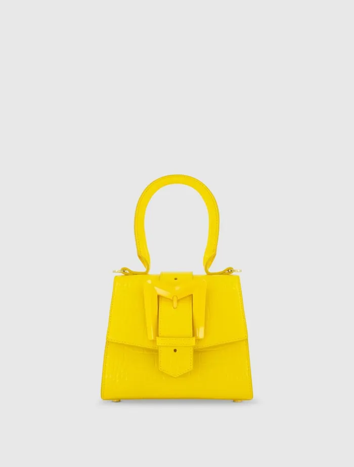 Women Top Handle Bags Mac Duggal Buckled Mini Croco Sunshine Leather Handbag With Detachable Strap Sunshine Women Top Handle Bags Mac Duggal Buckled Mini Croco Sunshine Leather Handbag With Detachable Strap Sunshine