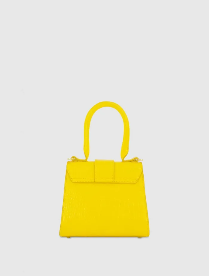 Women Top Handle Bags Mac Duggal Buckled Mini Croco Sunshine Leather Handbag With Detachable Strap Sunshine