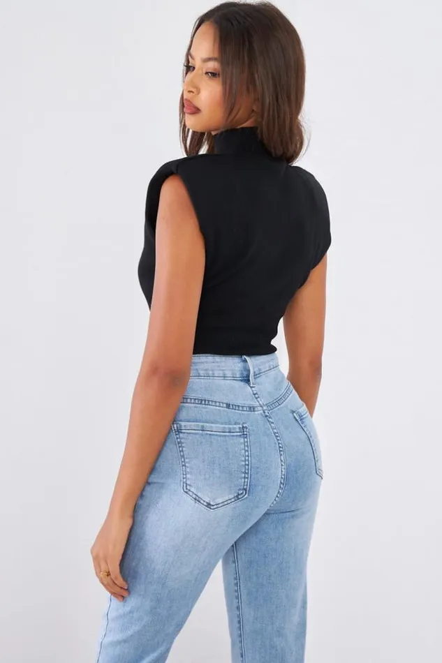 Women Top Noir paulettes Black Brentiny Paris Crop Tops