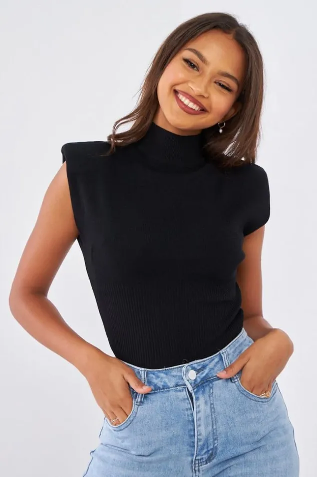 Women Top Noir paulettes Black Brentiny Paris Crop Tops