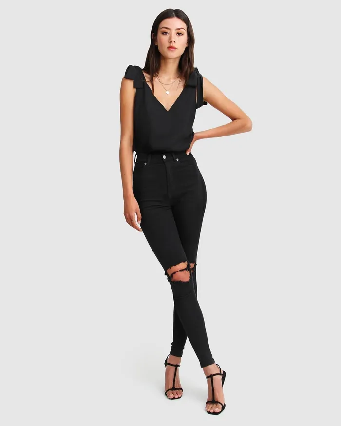 Women Tops Belle and Bloom Feel For You VNeck Top 8211 Black