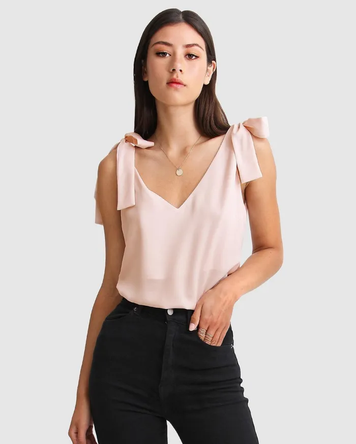 Women Tops Belle and Bloom Feel For You VNeck Top 8211 Blush