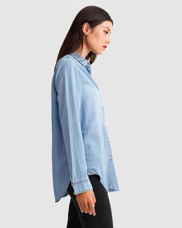 Women Tops Belle and Bloom Keep Me Wild Denim Top 8211 Indigo