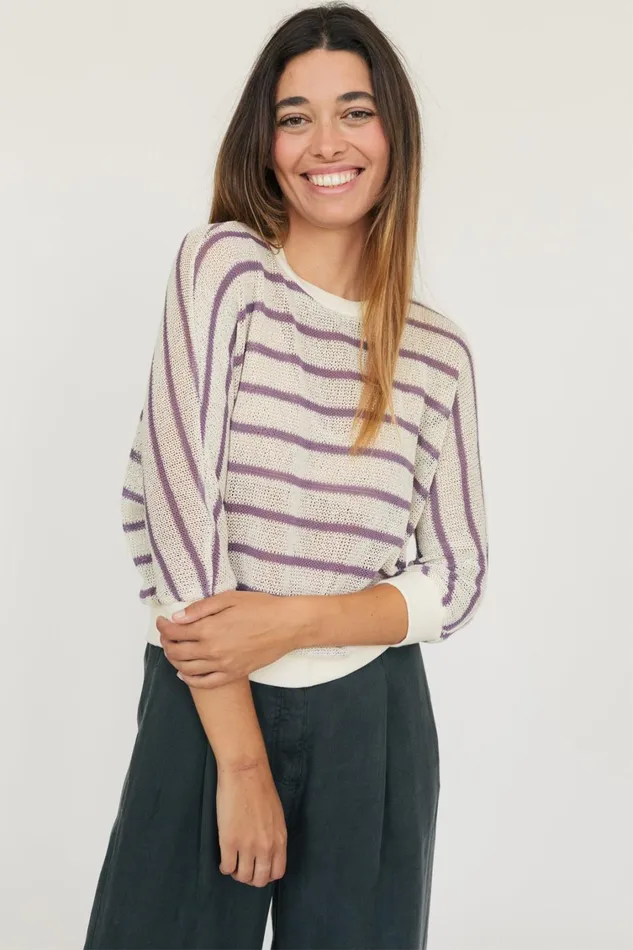 Women Tops Women 8211 Boddam 8211 Lilac Stripes TWOTHIRDS Tops