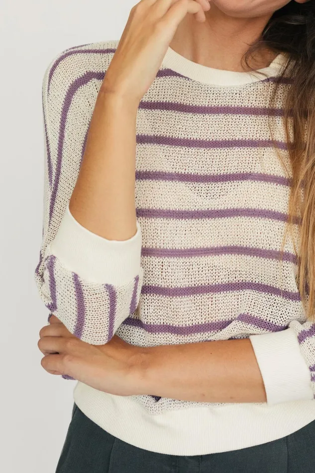 Women Tops Women 8211 Boddam 8211 Lilac Stripes TWOTHIRDS Tops