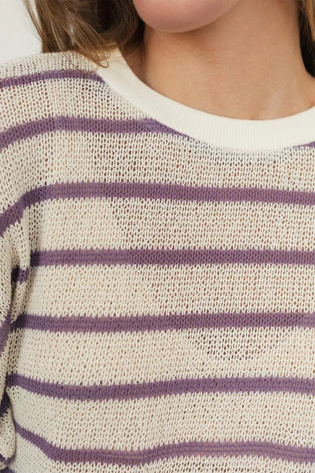 Women Tops Women 8211 Boddam 8211 Lilac Stripes TWOTHIRDS Tops