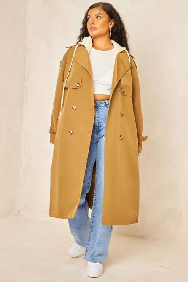 Women Trench Capuche Long Camel Ceintur Camel Brentiny Paris Coats