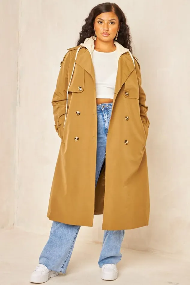 Women Trench Capuche Long Camel Ceintur Camel Brentiny Paris Coats