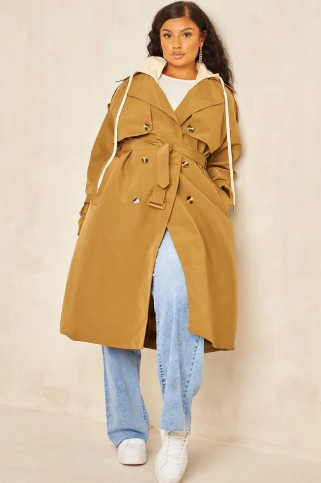 Women Trench Capuche Long Camel Ceintur Camel Brentiny Paris Coats