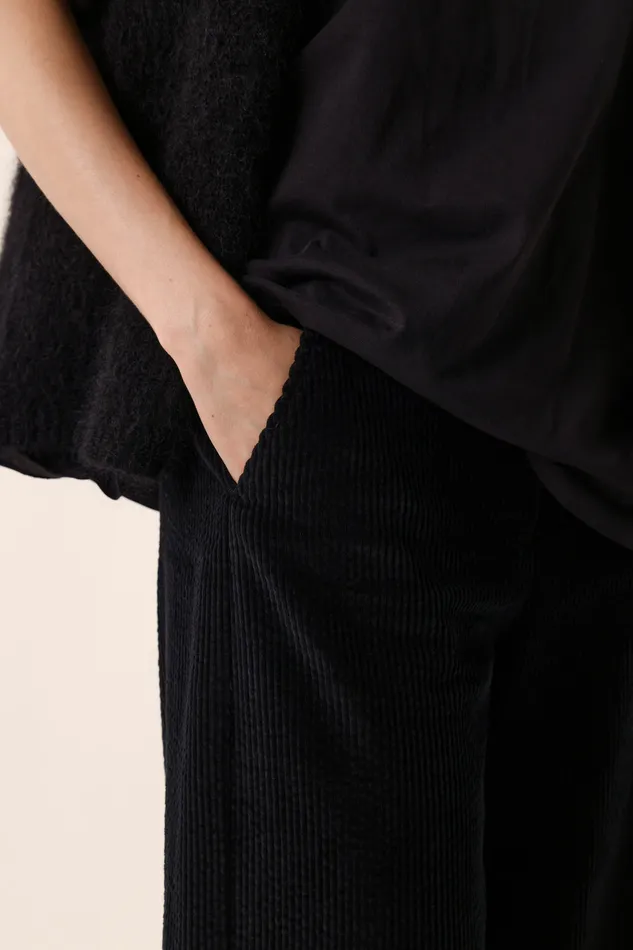 Women Trousers Sialito Noir Pantalon Coton Velours Noir Des Petits Hauts Trousers and Jumpsuits