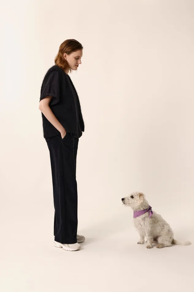Women Trousers Sialito Noir Pantalon Coton Velours Noir Des Petits Hauts Trousers and Jumpsuits