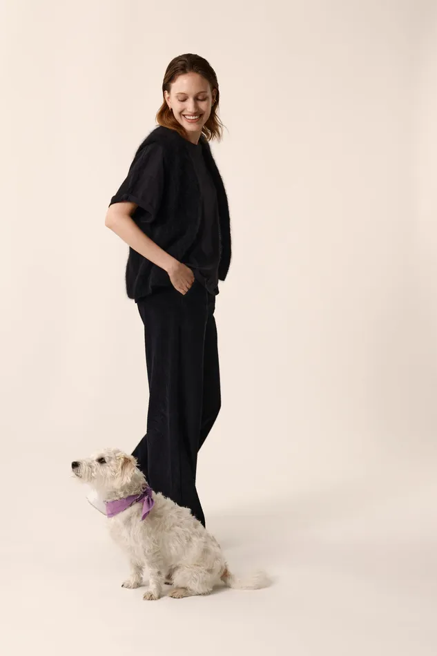 Women Trousers Sialito Noir Pantalon Coton Velours Noir Des Petits Hauts Trousers and Jumpsuits