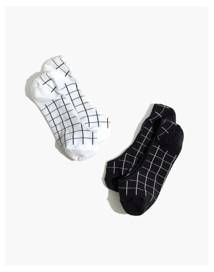 Women Two Pack Grid Low Profile Socks True Black Multi Madewell Socks